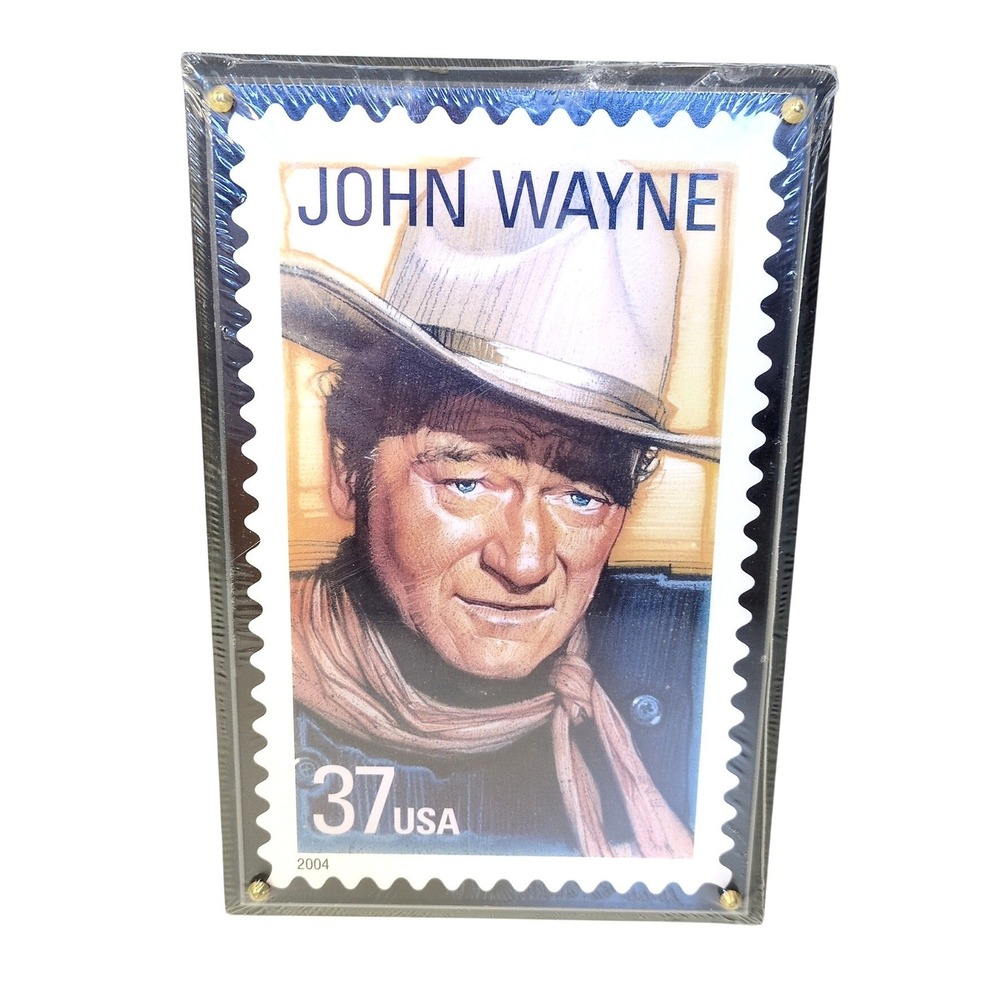 John Wayne American Hero Plaque USPS Stamp Art 7x10.5 Wood Western Cowboy NEW‎